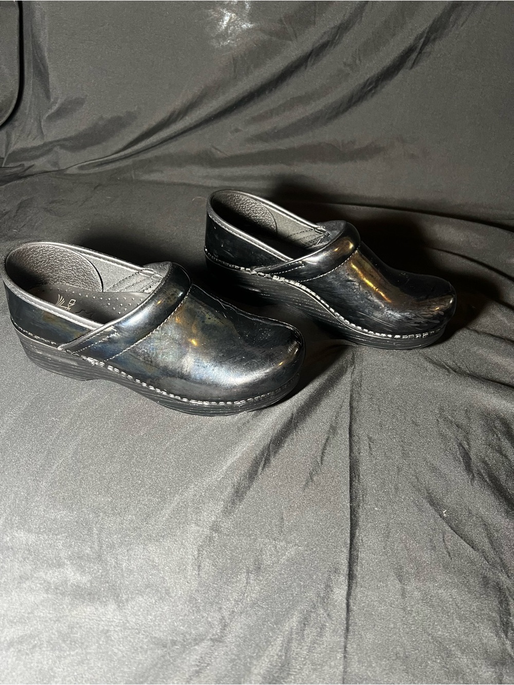 Dansko Black Leather Clog Shoes